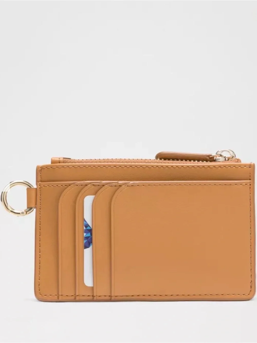 🆕 LULULEMON Cactus Leather Alternative Card Case Chestnut Brown/Gold NWT